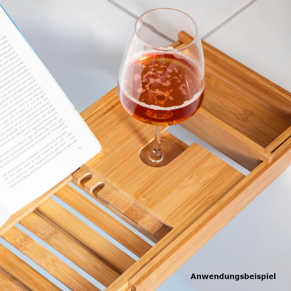 Badewannenablage von 70 bis 104 cm ausziehbar aus Bambus