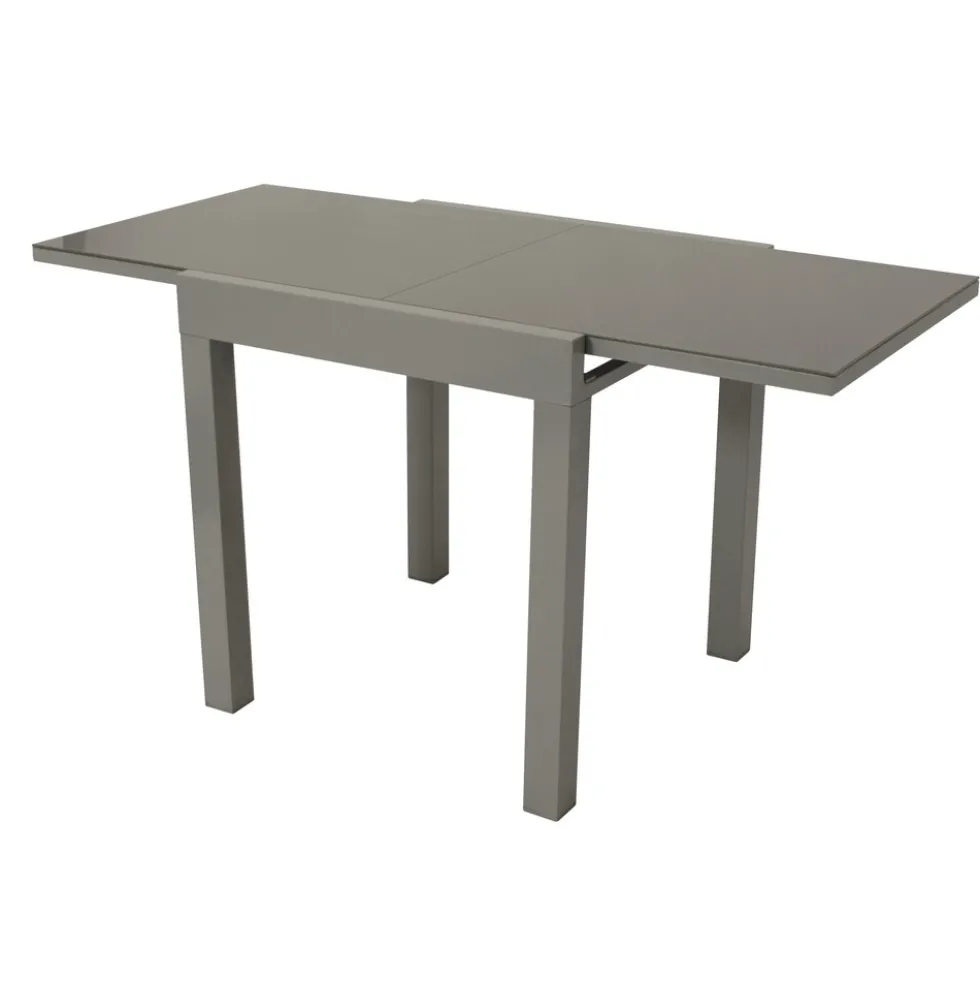 Balkon-Ausziehtisch 70/140 x 70 cm Aluminium und Glas