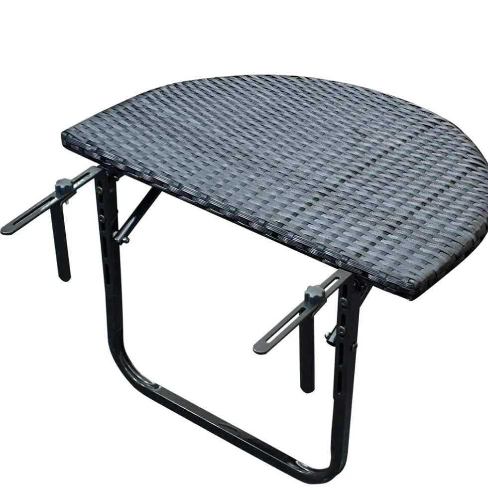Balkonhängetisch 60 x 40 cm, Polyrattan schwarz