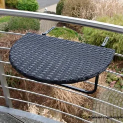 Balkonhängetisch 60 x 40 cm, Polyrattan schwarz