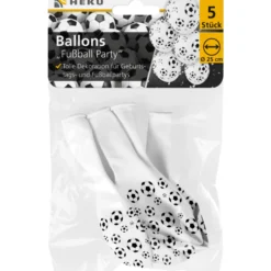 Ballons Fußball-Party weiß Ø 25 cm, 5 Stück