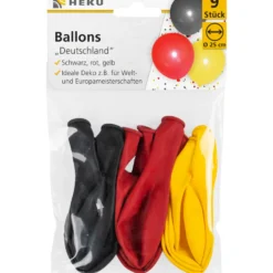 Ballons schwarz/rot/gelb Ø 25cm, 9 Stück