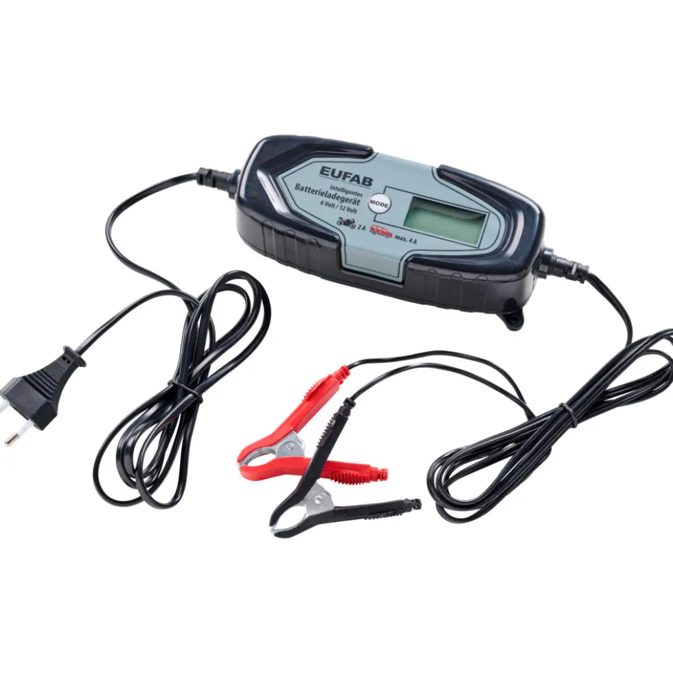 Batterieladegerät 6 V und 12 V mit Klemmen und Schnellkontaktkabel