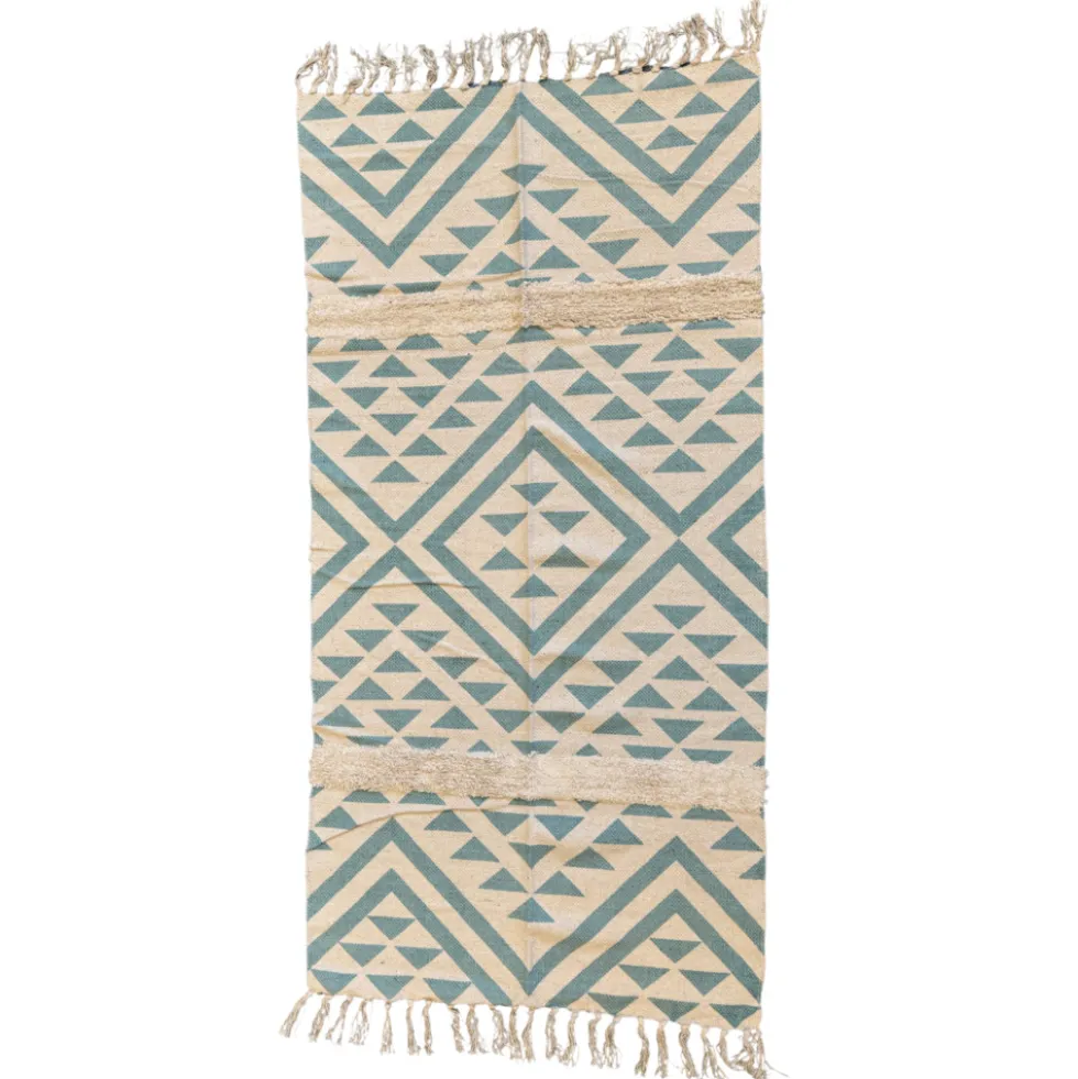 Baumwollteppich 70 x 140 cm in Türkis