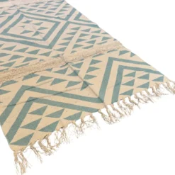 Baumwollteppich 70 x 140 cm in Türkis