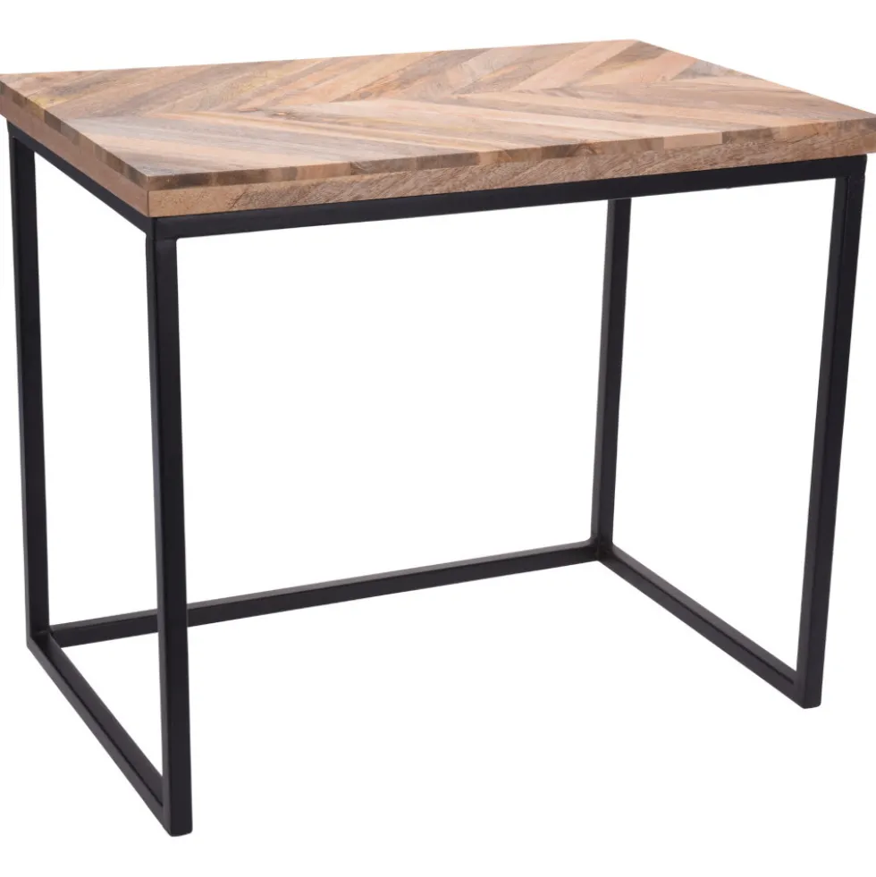 Beistelltisch-Set 3-teilig rechteckig mit Mangoholz-Tischplatte und Rahmen B-Ware