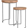 Beistelltisch-Set 2-teilig rund aus Teakholz mit Metallrahmen B-Ware