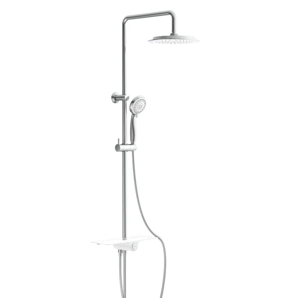 Überkopf-Brauseset AQUASTAR mit Duschablage chrom-weiß