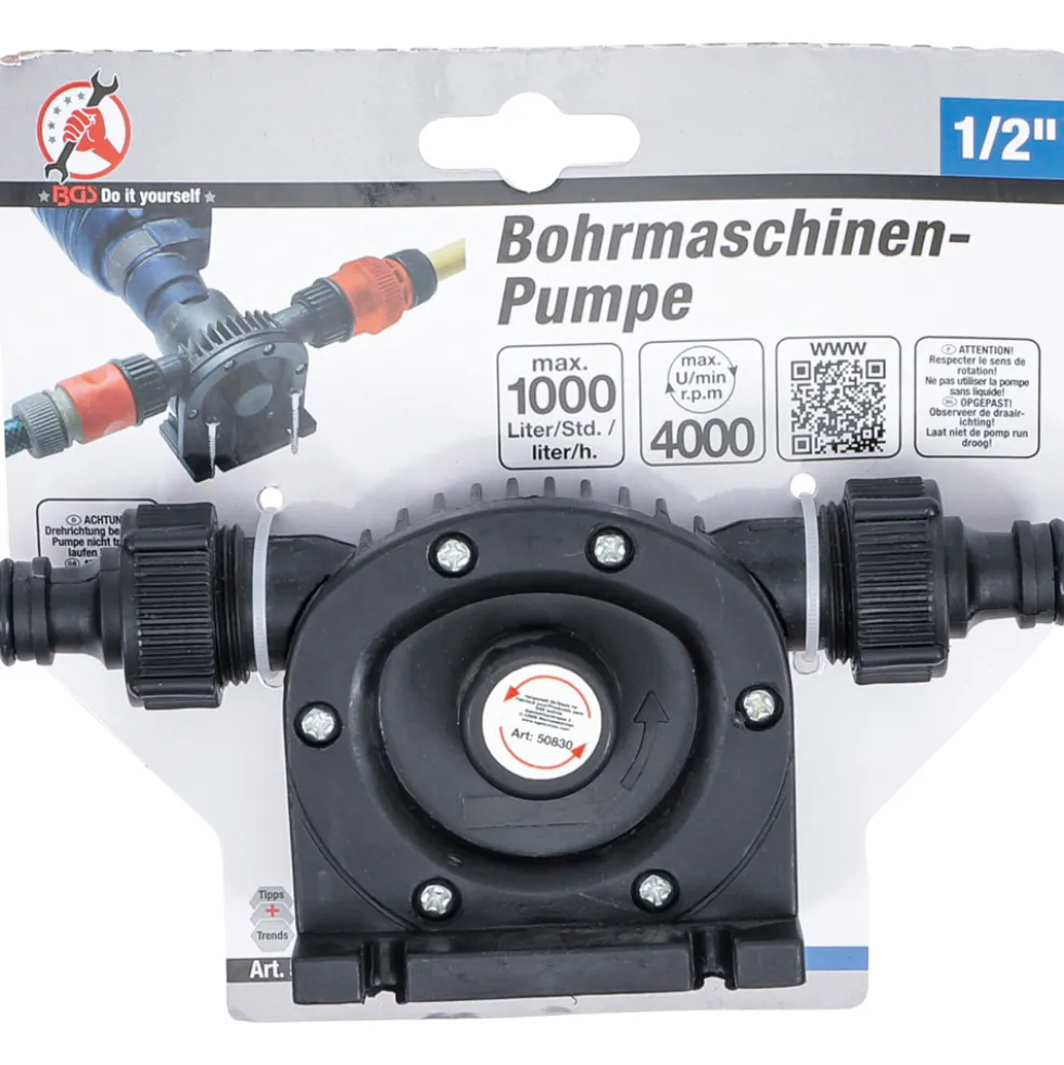 BGS Bohrmaschinen Pumpe 1/2" Anschluß 1000L/h