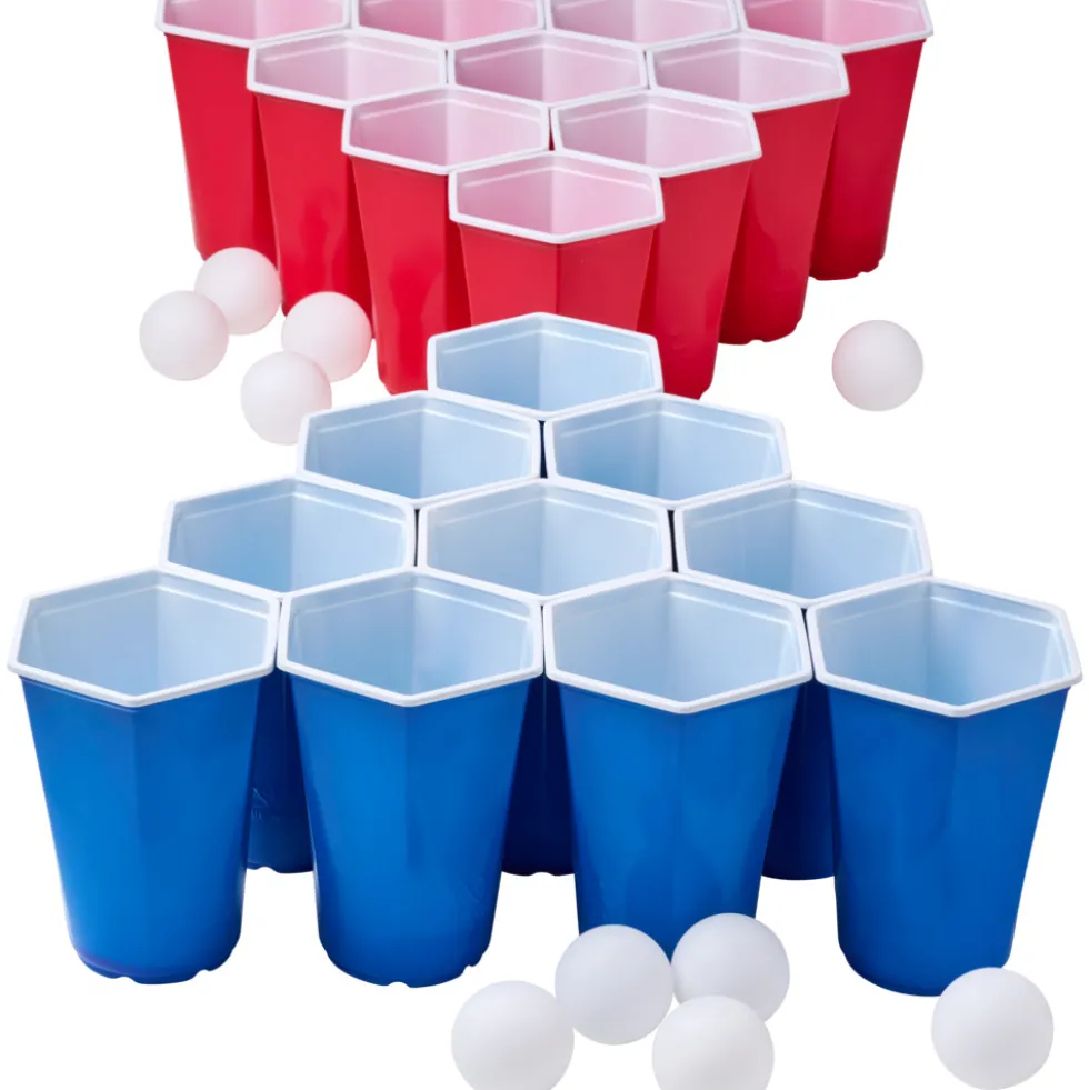 Bier-Pong-Set sechseckig, 30 Teile