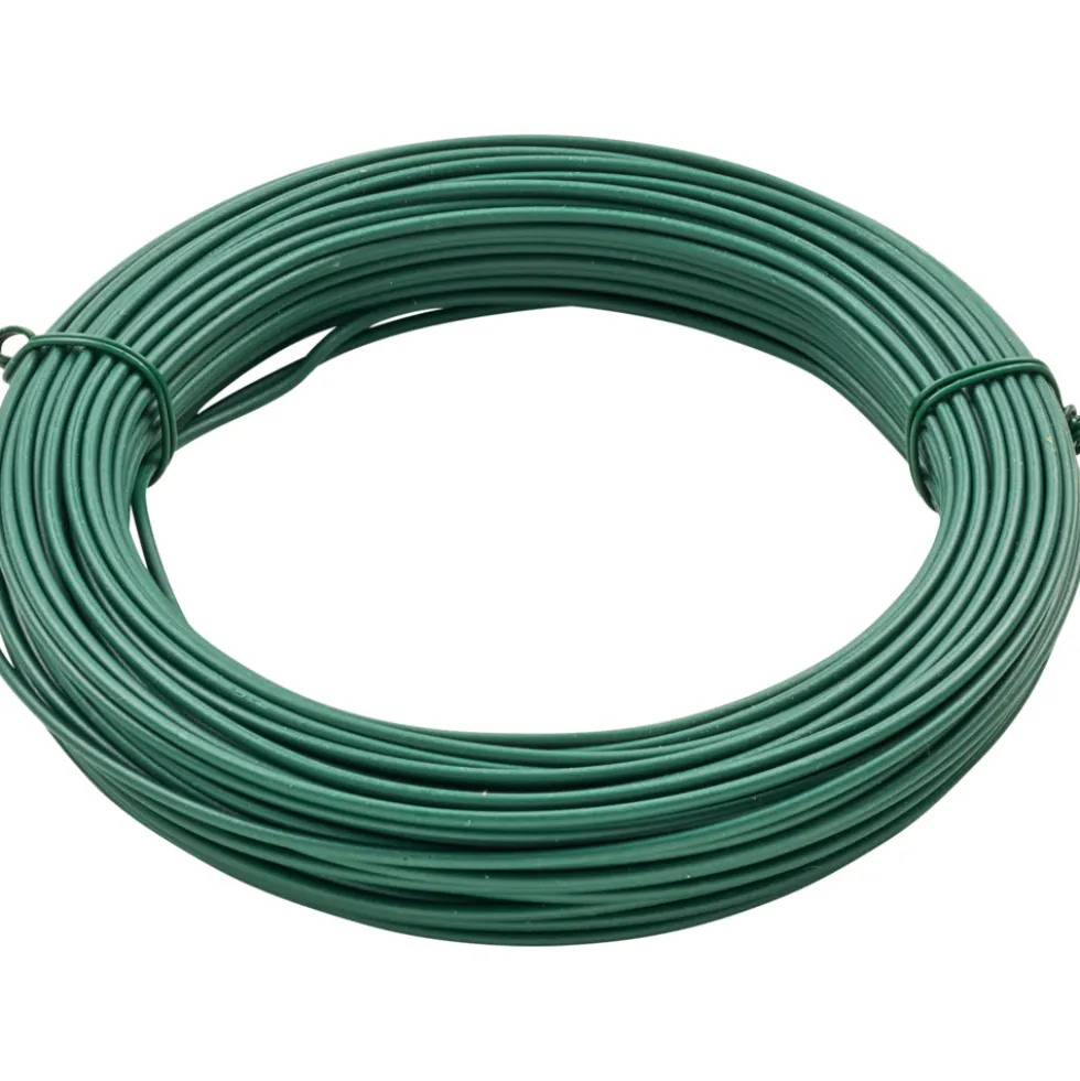 Bindedraht 25 m x 2 mm aus Stahldraht mit grüner Kunststoffummantelung