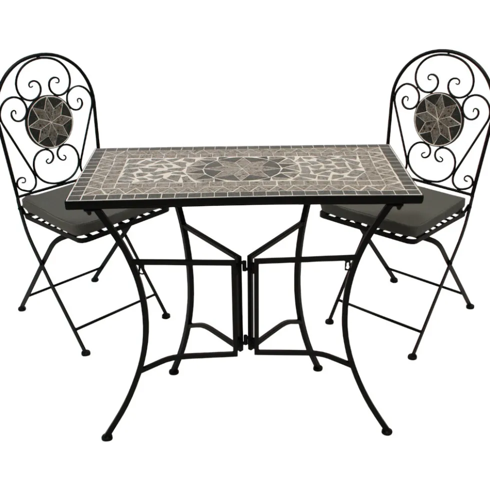 Bistroset 3-teilig - 2 Klappstühle und ein eckiger Mosaik-Tisch