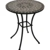Bistrotisch 60 cm rund mit Eisengestell - Tischplatte Mosaik grau