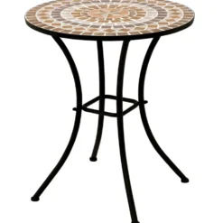 Bistrotisch rund Ø 60 cm Eisen und Mosaik Terracotta