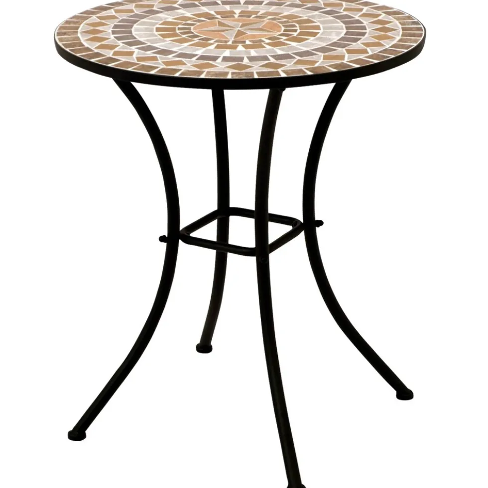 Bistrotisch rund Ø 60 cm Eisen und Mosaik Terracotta
