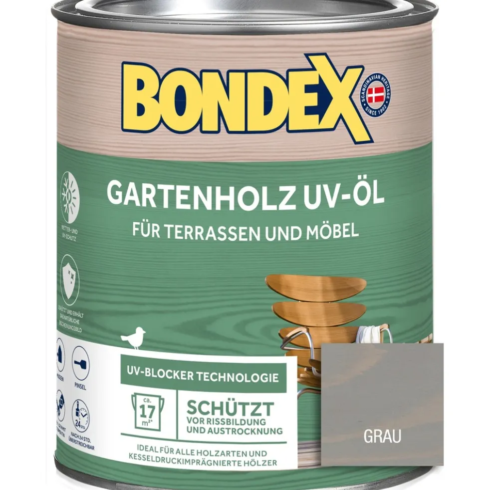 BONDEX Gartenholz UV-Öl grau 750 ml