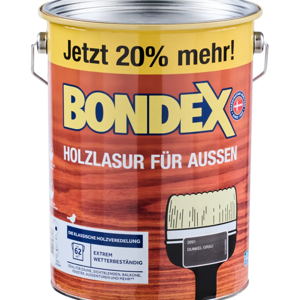 BONDEX Holzlasur für Aussen dunkelgrau 4,8 Liter