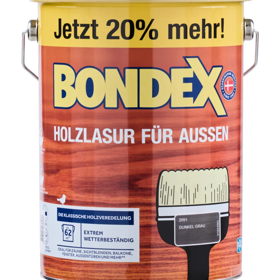 BONDEX Holzlasur für Aussen dunkelgrau 4,8 Liter