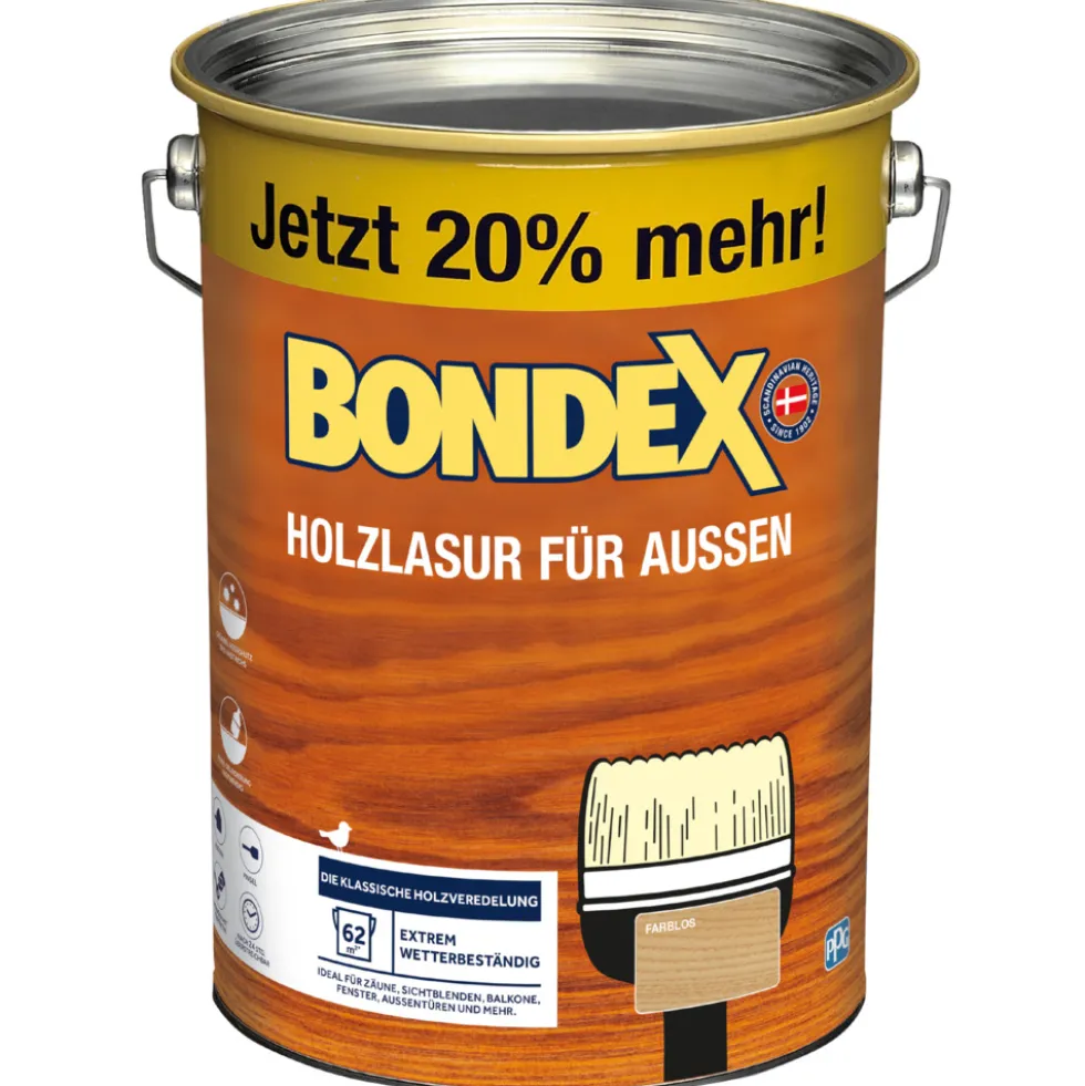 BONDEX Holzlasur für Aussen farblos 4,8 Liter