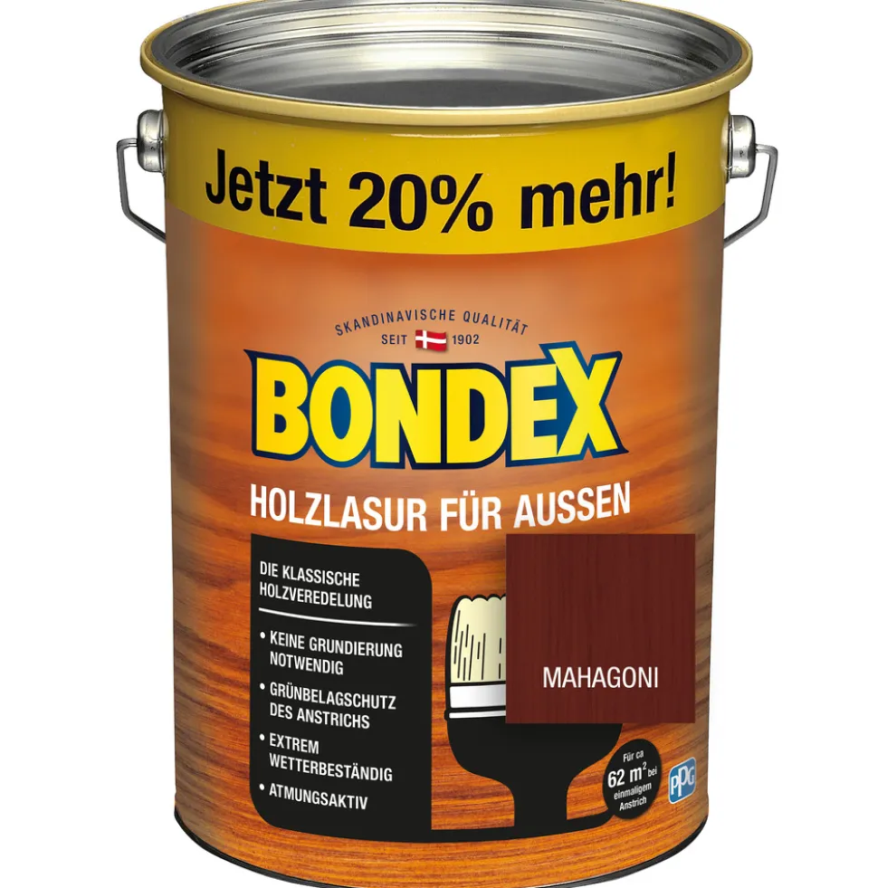 BONDEX Holzlasur für Aussen Mahagoni 4,8 Liter