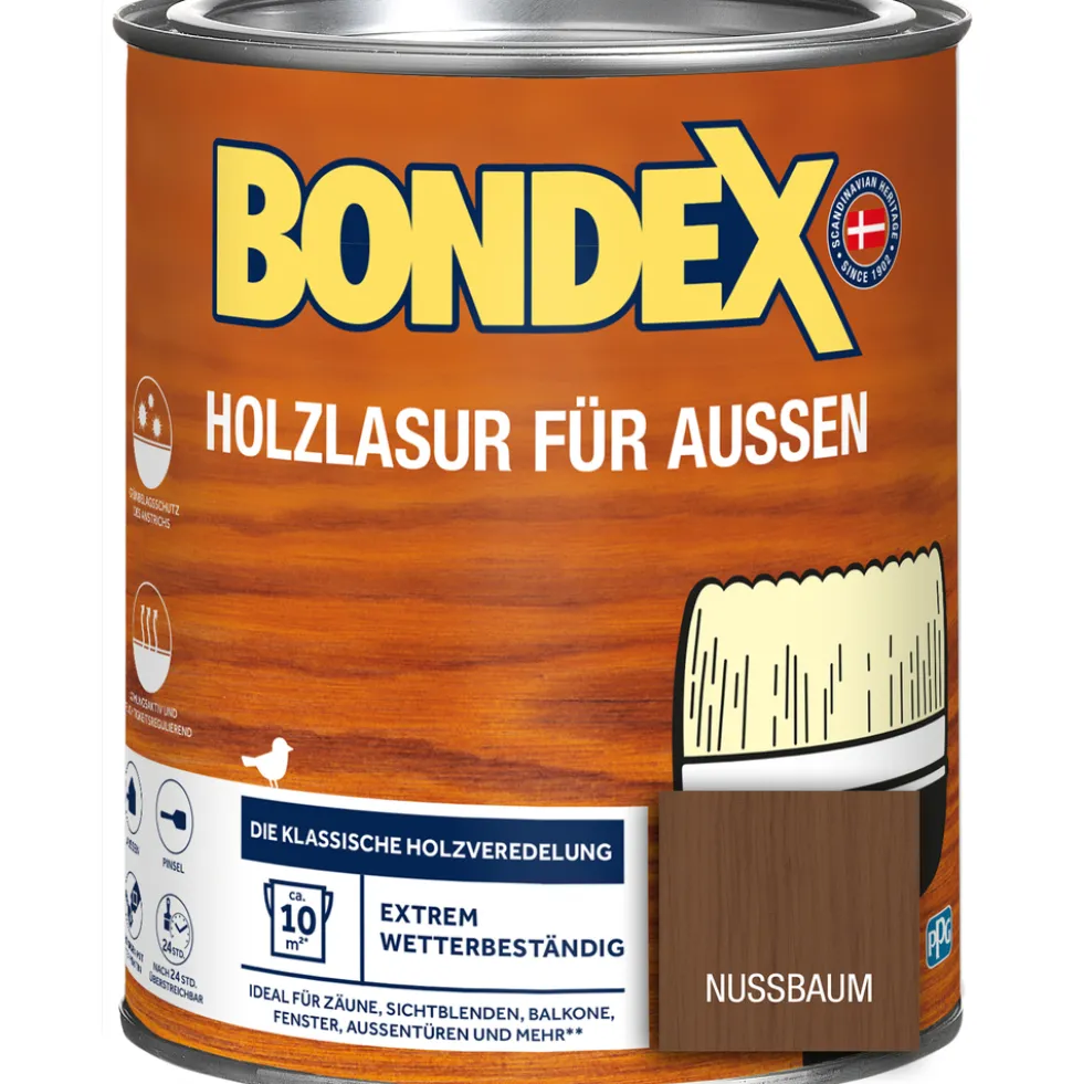 BONDEX Holzlasur für Aussen Nussbaum 750 ml