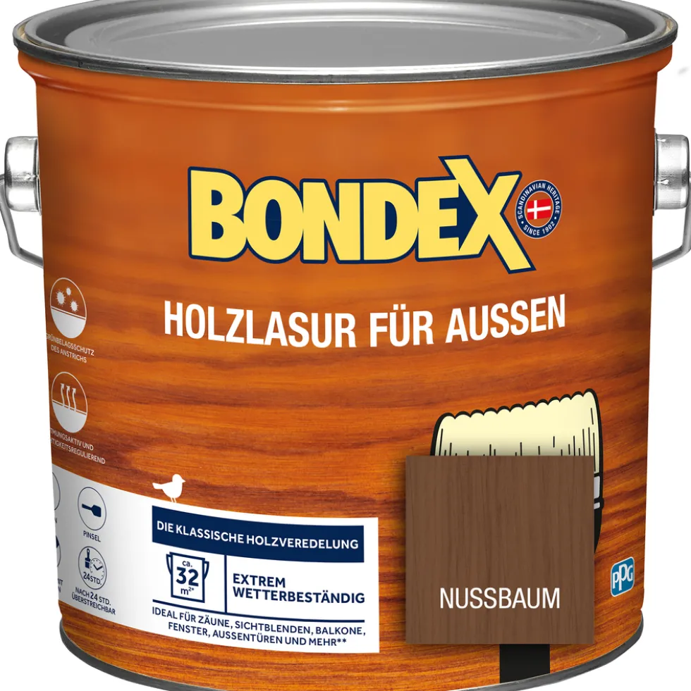 BONDEX Holzlasur für Aussen Nussbaum 2,5 Liter