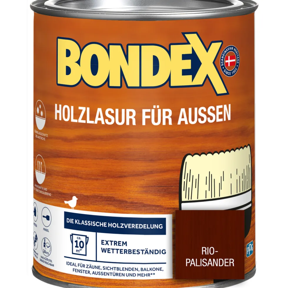 BONDEX Holzlasur für Aussen Rio Palisander 750 ml