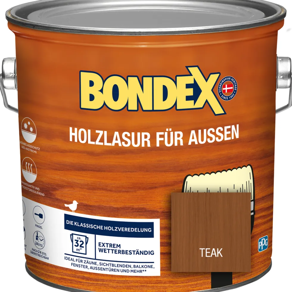 BONDEX Holzlasur für Aussen Teak 2,5 Liter