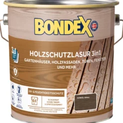 BONDEX Holzschutzlasur 3in1 dunkelgrau 4 Liter