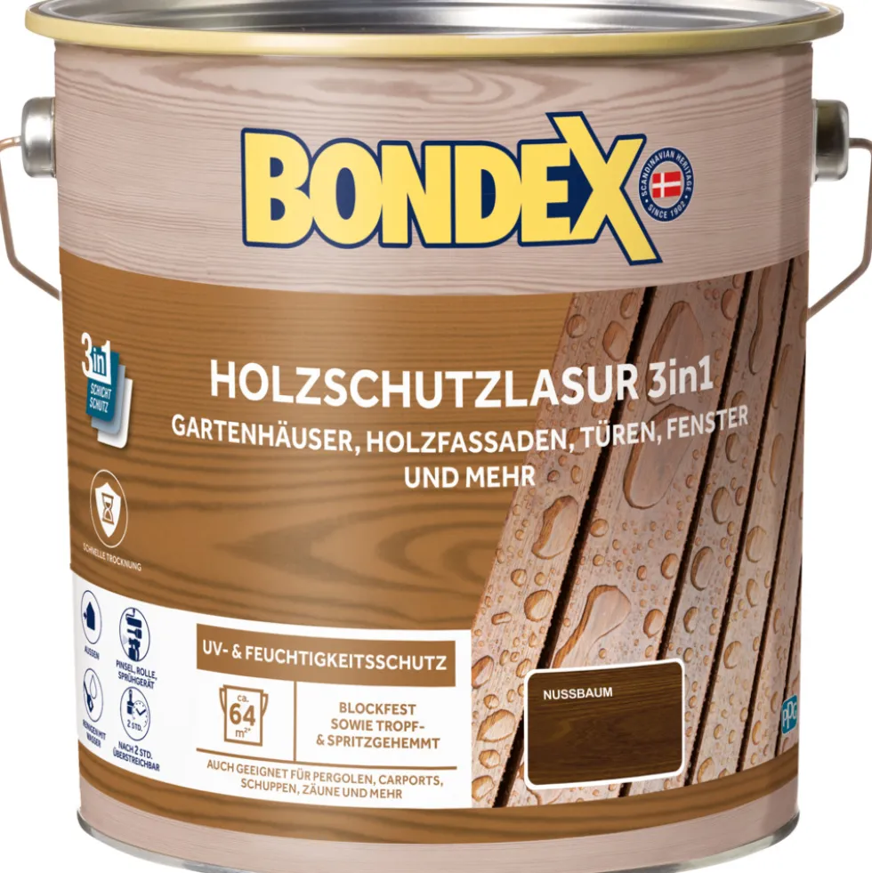 BONDEX Holzschutzlasur 3in1 Nussbaum 4 Liter
