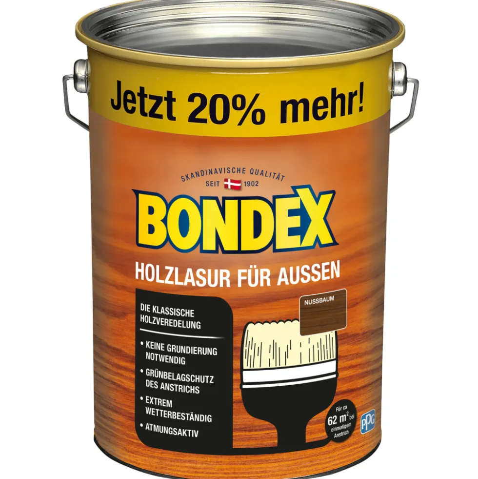 BONDEX Holzschutzlasur 4,8 Liter in Nussbaum, für Außen