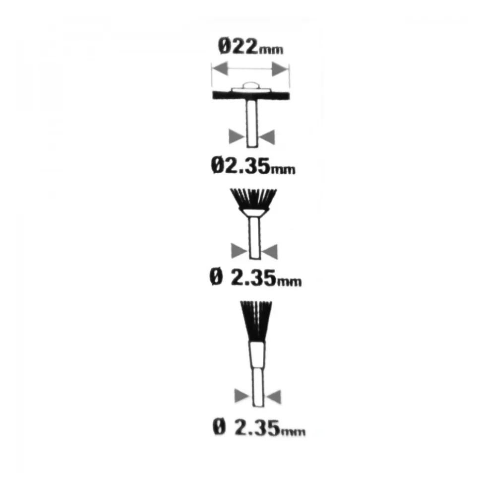 Borstenbürsten Set 3-teilig mit Ø 2,35 mm Aufnahme