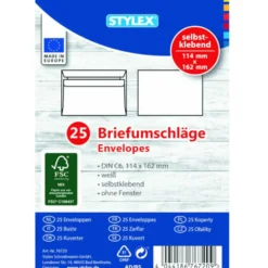 Briefumschläge C6 selbstklebend 25 Stück in weiß