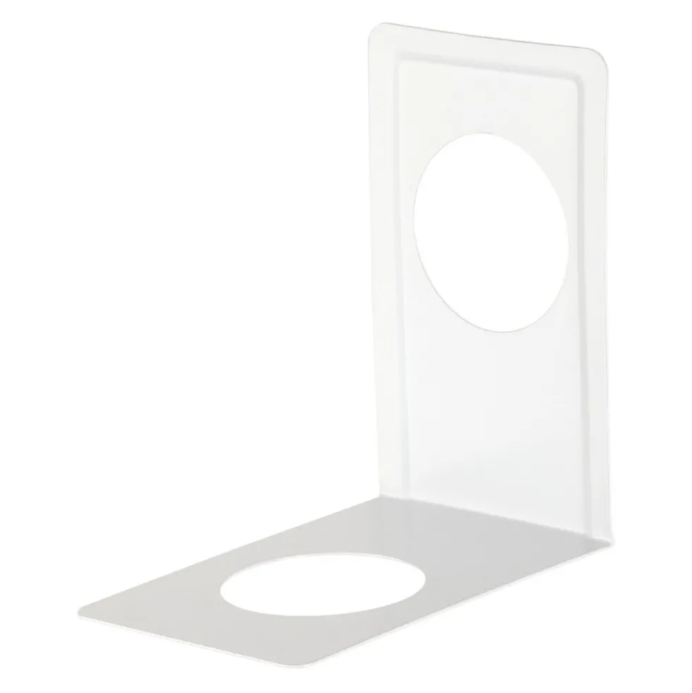 Buchstütze 120 x 130 x 80 mm aus Stahl in Weiß, pulverbeschichtet
