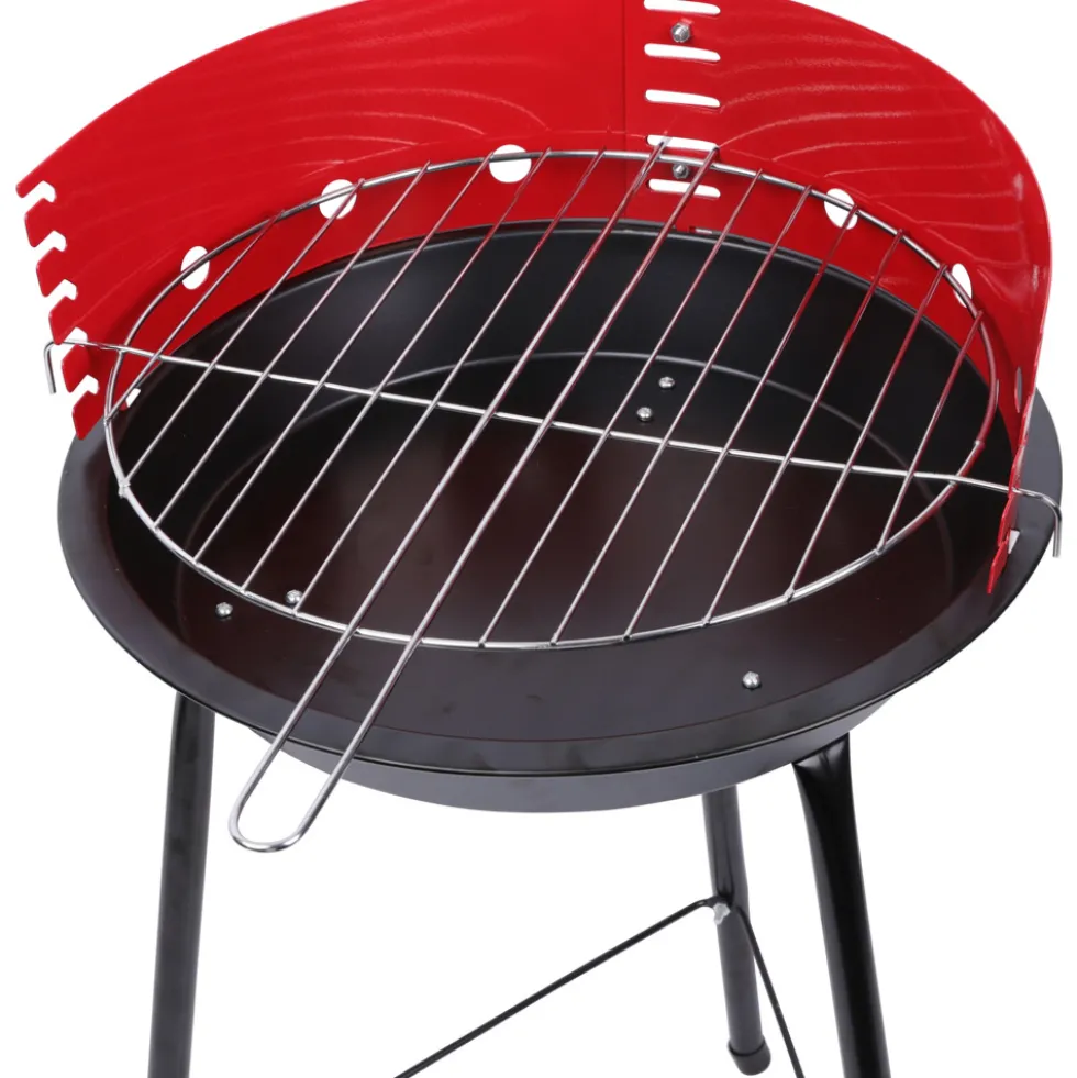 Campinggrill BBQ rund Schwarz-Rot