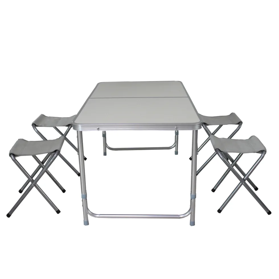 Camping Sitzgruppe hellgrau/silber
