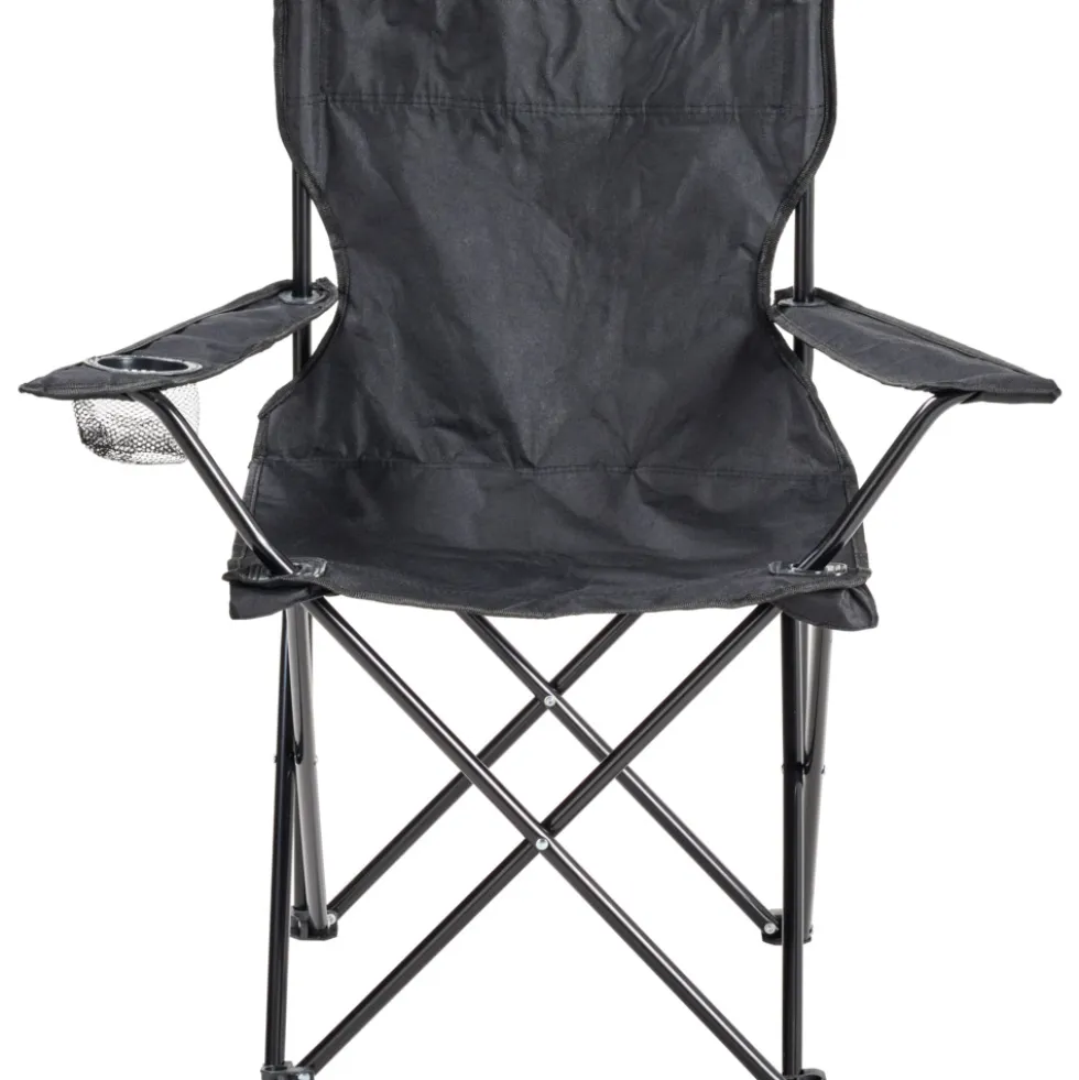 Campingstuhl klappbar schwarz mit Metallgestell und Tragetasche