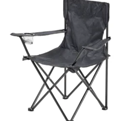 Campingstuhl klappbar schwarz mit Metallgestell und Tragetasche