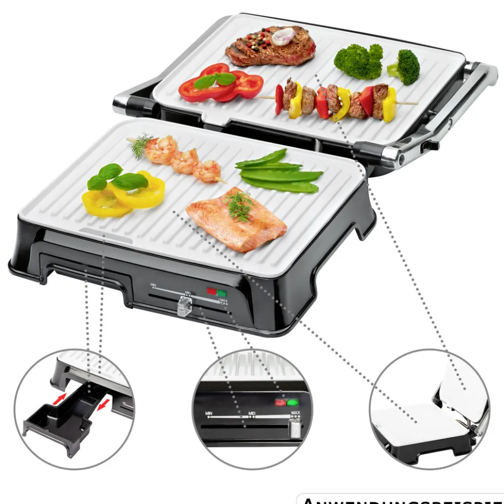 CLATRONIC® Kontaktgrill Keramik Edelstahl 2000 Watt B-Ware