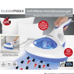CLEANmaxx Milben-Handstaubsauger mit UV-C Licht, blau weiß