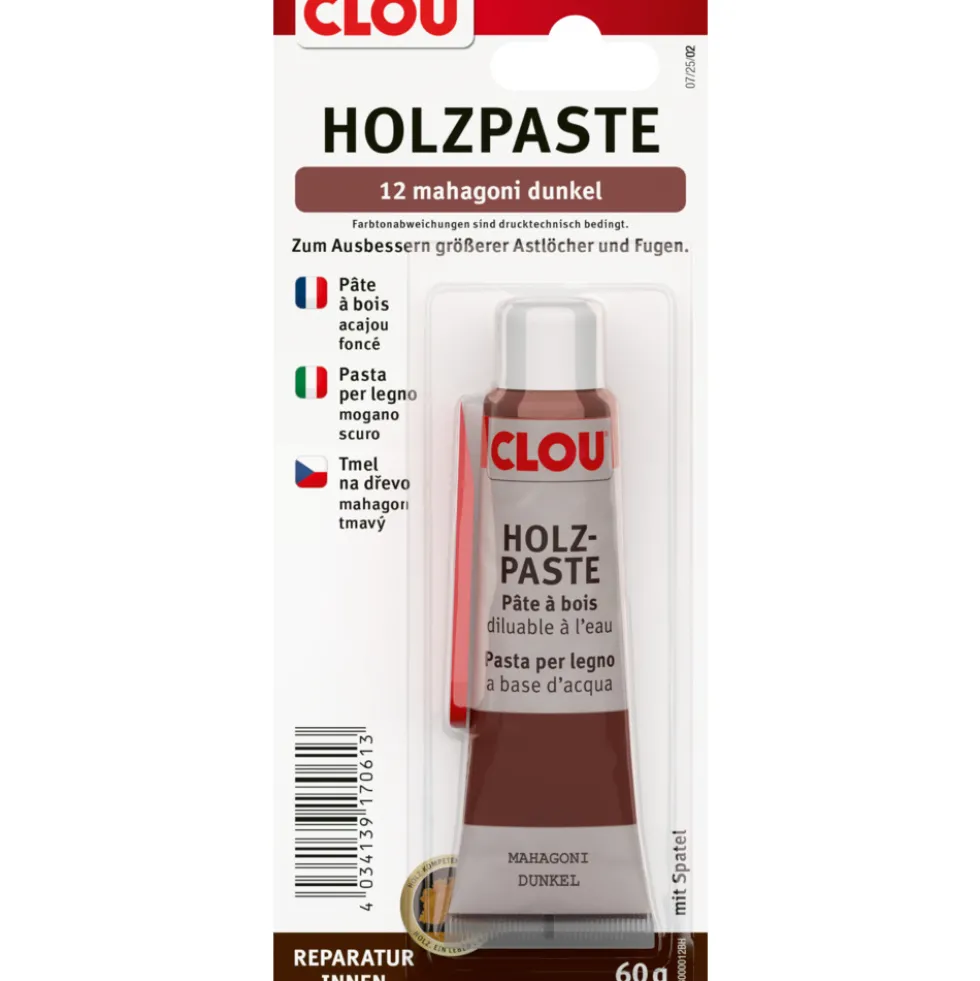 Clou® Holzpaste mahagoni dunkel 60 g