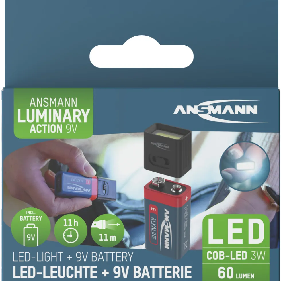 COB-LED-Leuchte mit 9V Batterie
