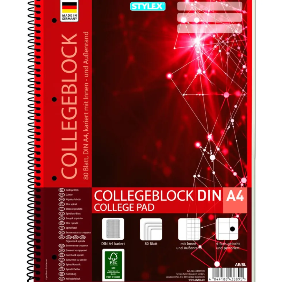Collegeblock DIN A4 kariert, 4-fach gelocht