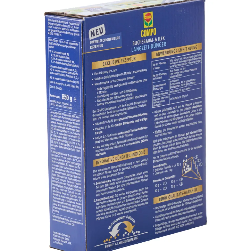 COMPO Buchsbaum- und Ilex Langzeit-Dünger 850 g