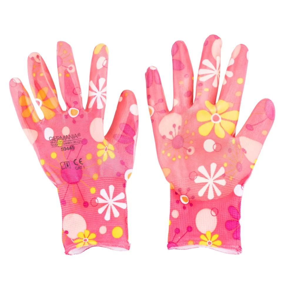 Damen Gartenhandschuhe Größe 9 mit Blumenmotiv