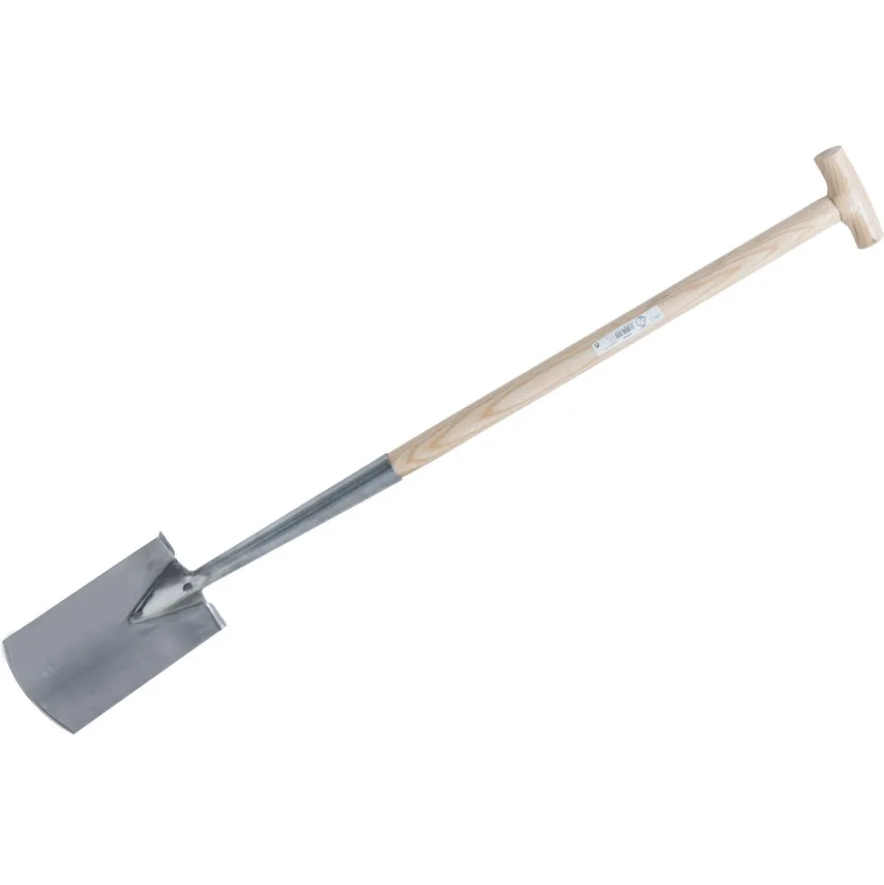 Damenspaten 110 cm aus Edelstahl mit T-Griff und Holzstiel