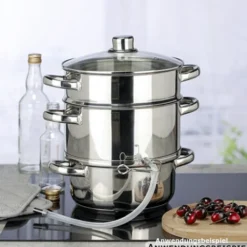 Dampfentsafter-Set 3-teilig 6 Liter aus massivem Edelstahl