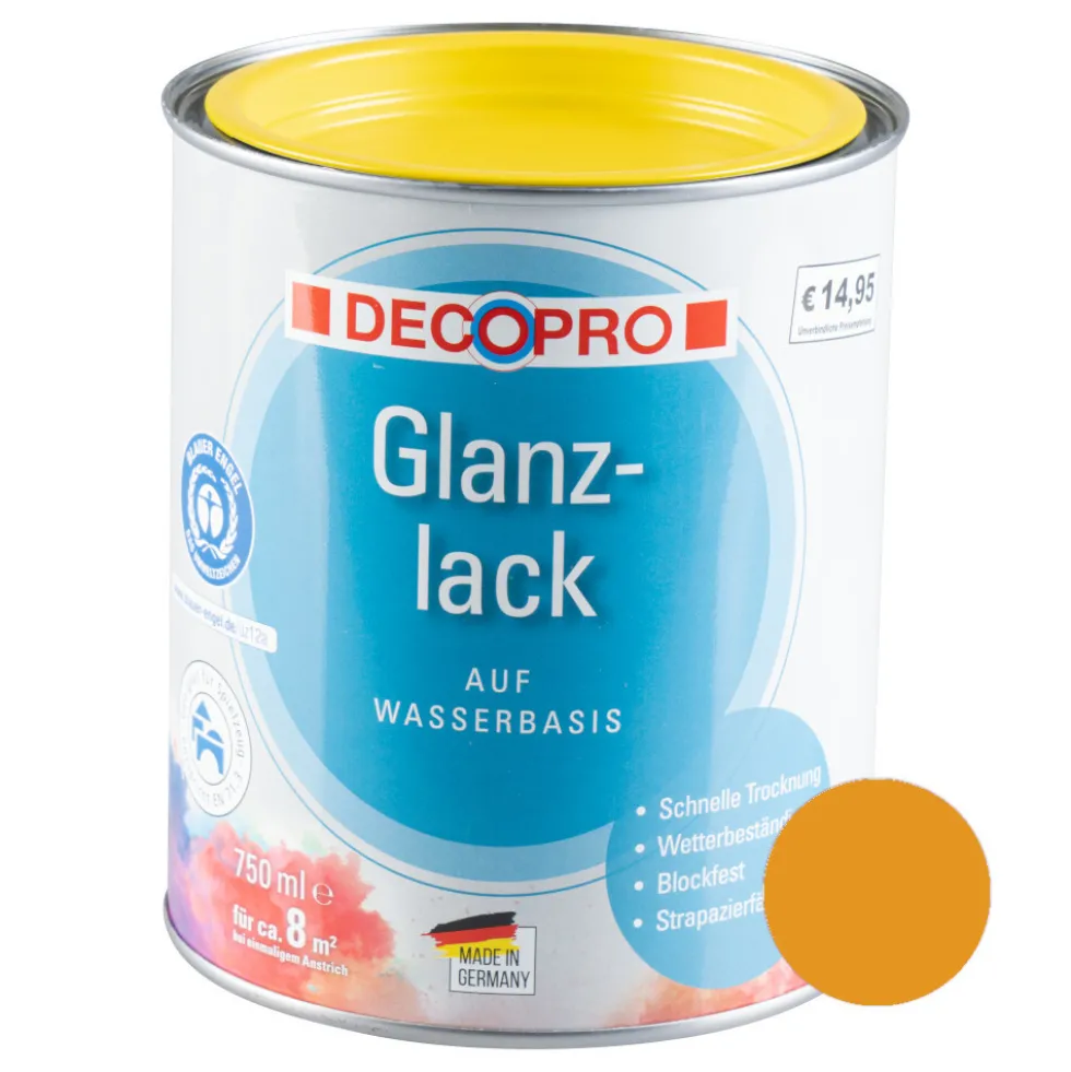 DECOPRO Acryl Glanzlack goldgelb RAL 1004 für innen und außen