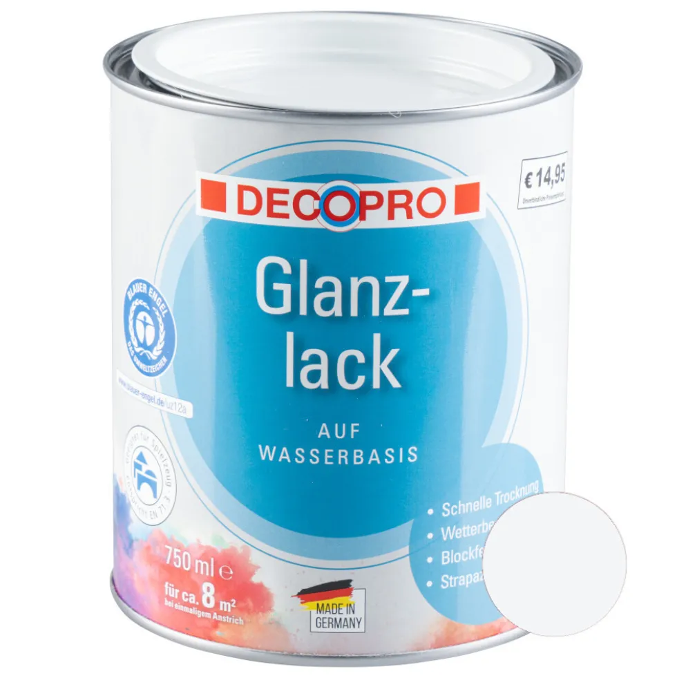 DECOPRO Acryl Glanzlack reinweiß RAL 9010 für innen und außen