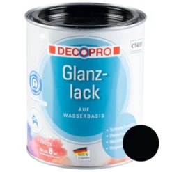 DECOPRO Acryl Glanzlack tiefschwarz RAL 9005 für innen und außen